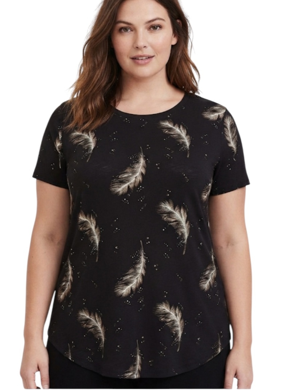 TORRID Heritage Slub Black Feather Classic Crew Tee Size 4/ 4x Pre-Owned